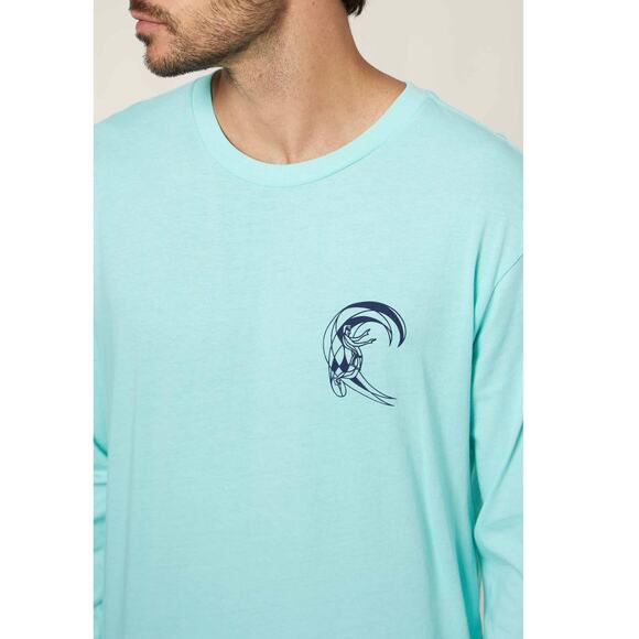 Men's Aqua Long Sleeve Tee - Picture 4 of 9